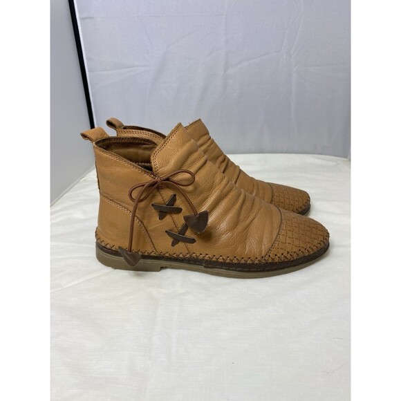 Spring Step Pomeroy Shoes Women's 6 Leather Ankle Booties Flat Moccasin Black - Picture 2 of 11